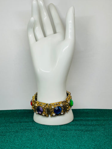Square Link Rainbow Rhinestone Bracelet